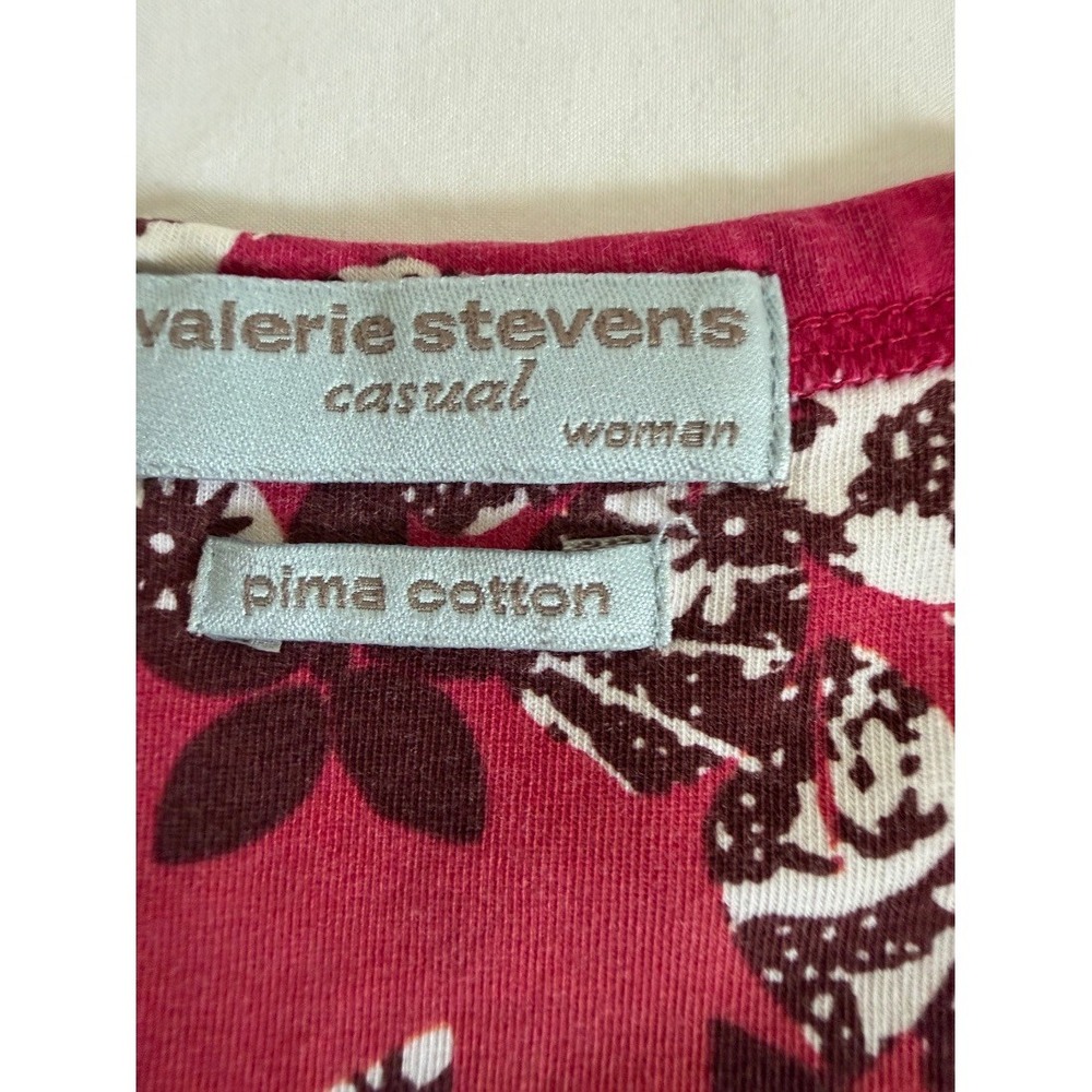 Valerie Stevens Casual Womens Plus 1X Floral Print Pima Cotton‎ Top Blouse - Picture 4 of 14